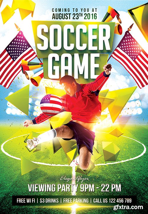 Soccer Game 2 Flyer PSD Template + Facebook Cover