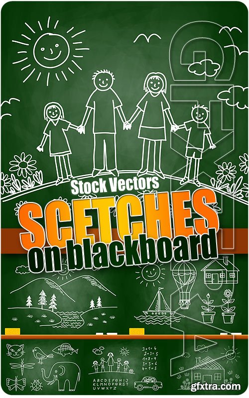 Sketches on blackboard - Stock Vectors