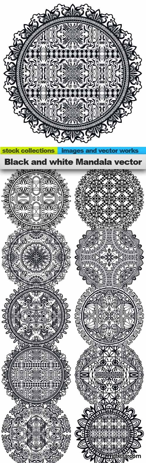 Black and white Mandala vector, 10 x EPS