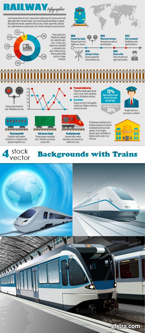 Vectors - Backgrounds with Trains