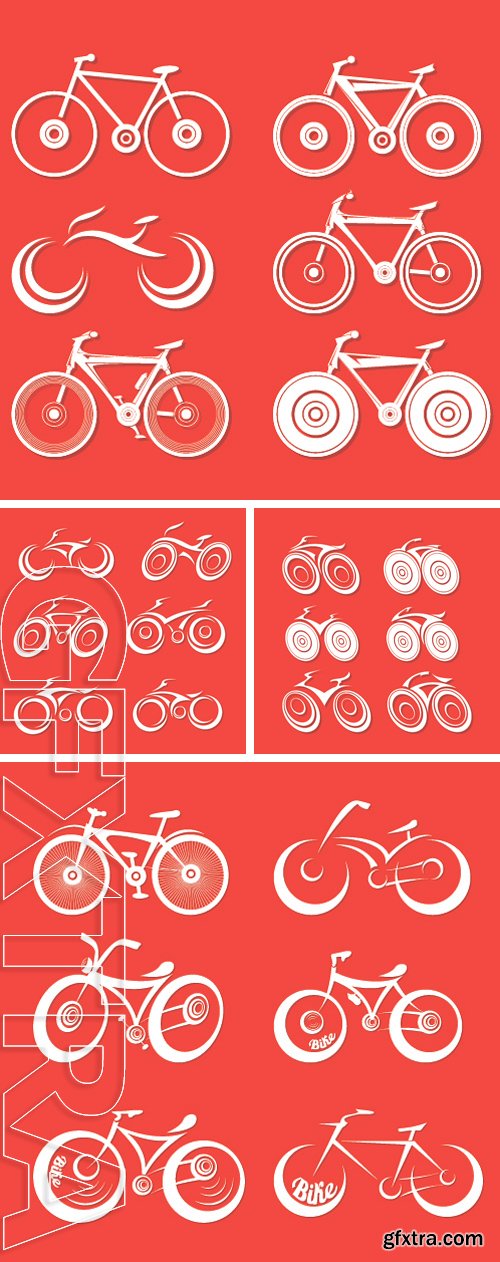 Stock Vectors - Vector bicycle silhouette collection, vector bike icon or logo set
