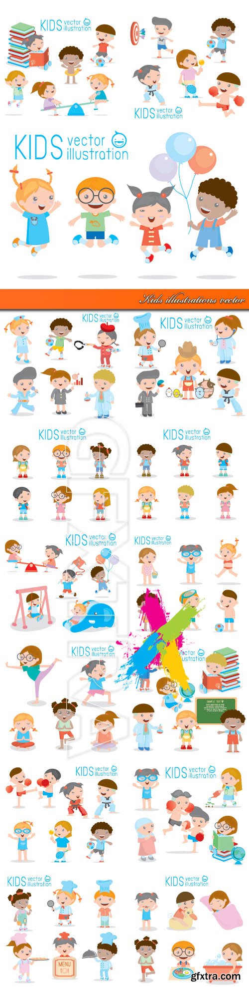 Kids illustrations vector
