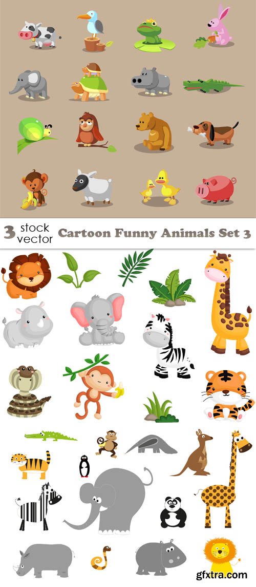 Vectors - Cartoon Funny Animals Set 3
