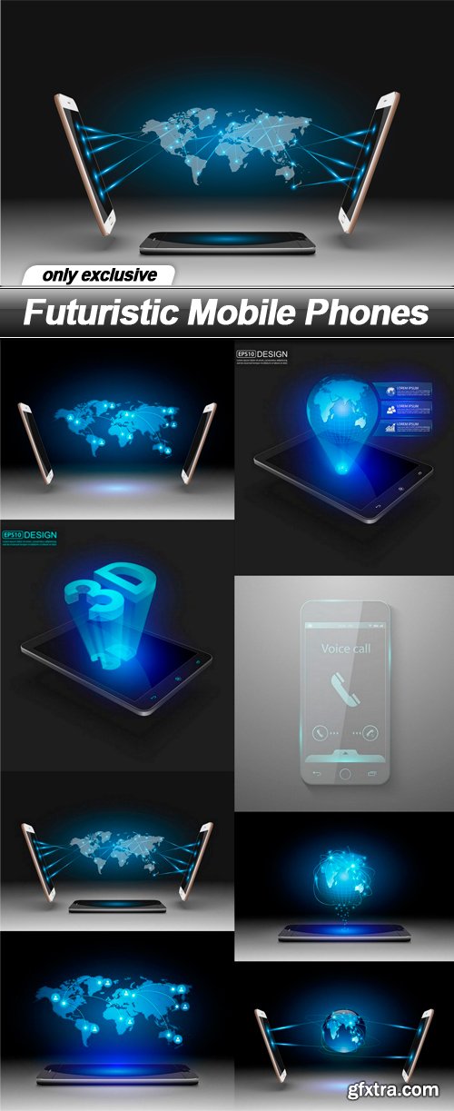 Futuristic Mobile Phones - 8 EPS