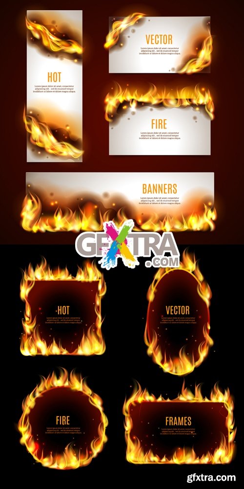 Banners with Fire Flames Vector