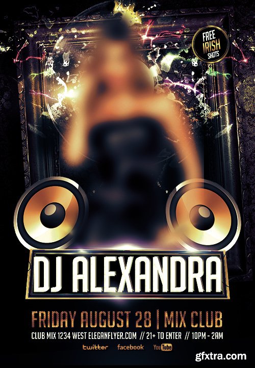 DJ Alexandra Flyer PSD Template + Facebook Cover