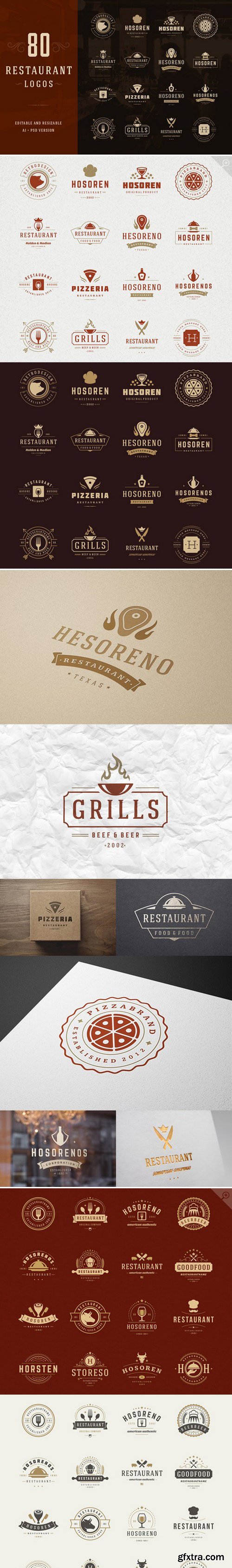 CM - 80 Restaurant Logotypes and Badges 398781
