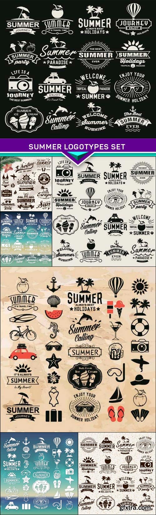 Summer logotypes set 7x EPS