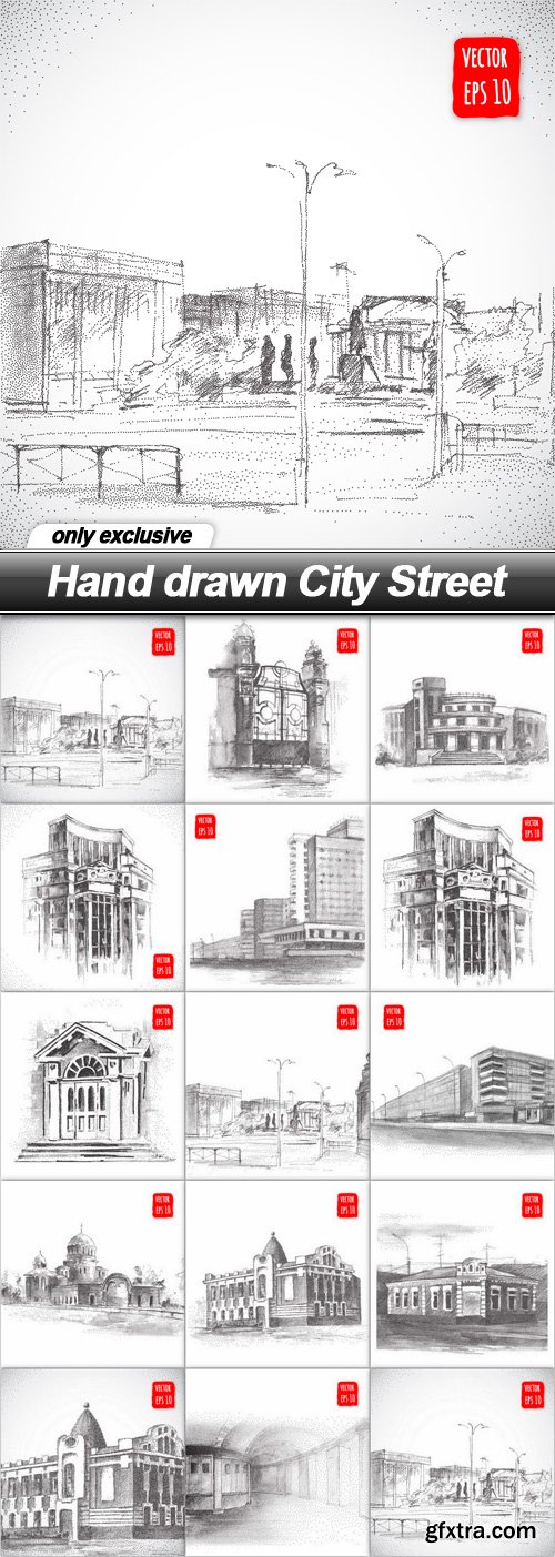 Hand drawn City Street - 14 EPS