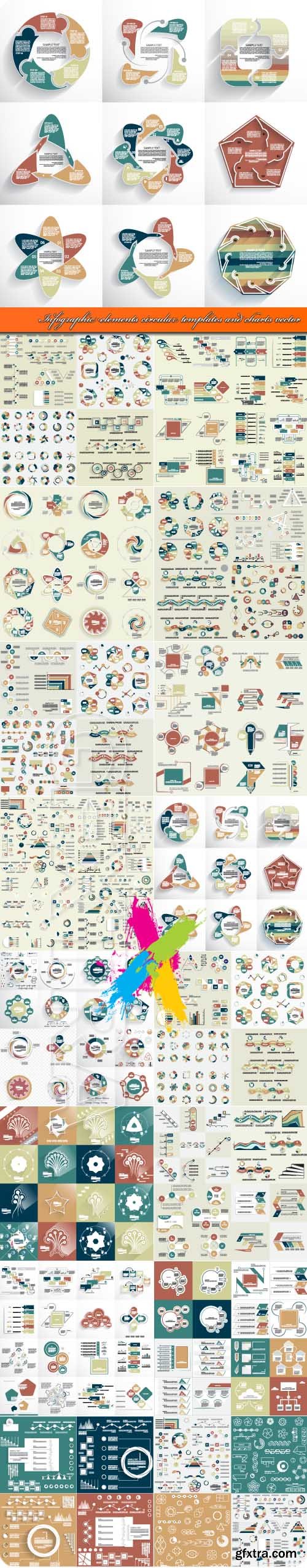 Infographic elements circular templates and charts vector