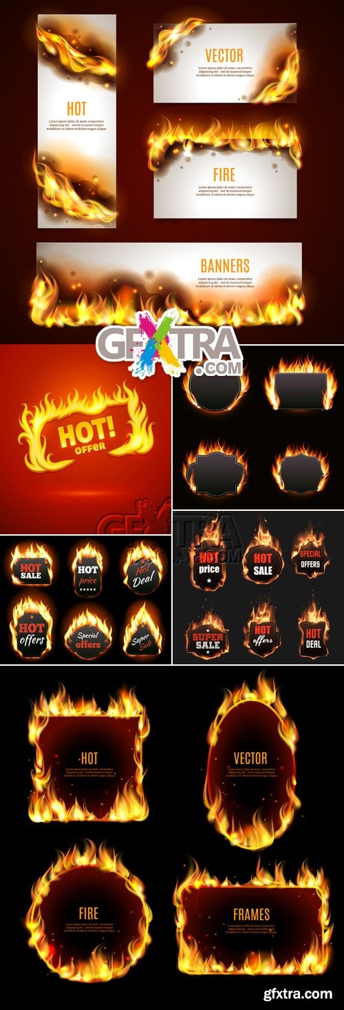 Banners with Fire Flames Vector 2