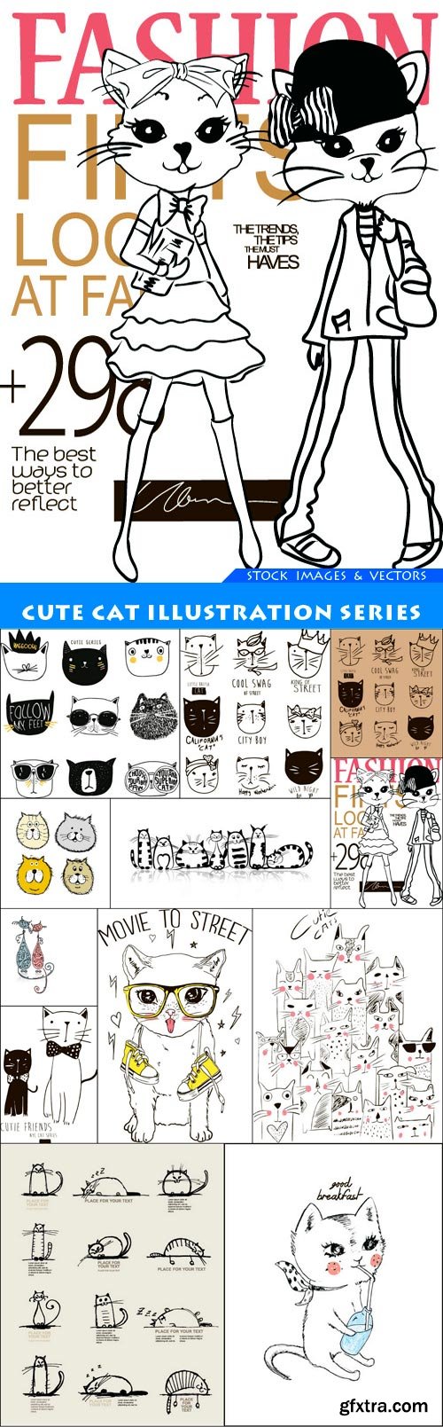 Cute cat illustration series 12X EPS