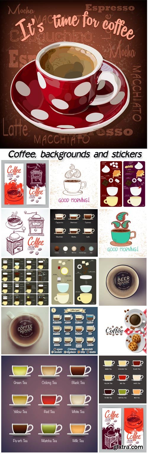 Coffee, backgrounds and stickers, logos