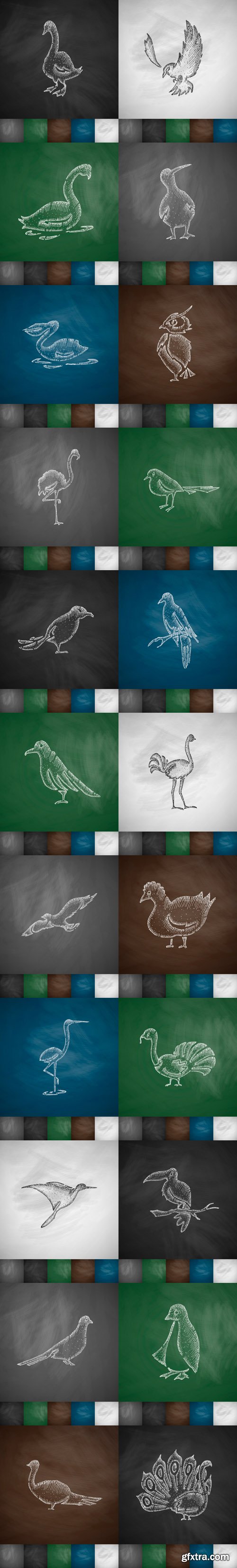 Hand drawn birds - Vectors A000029