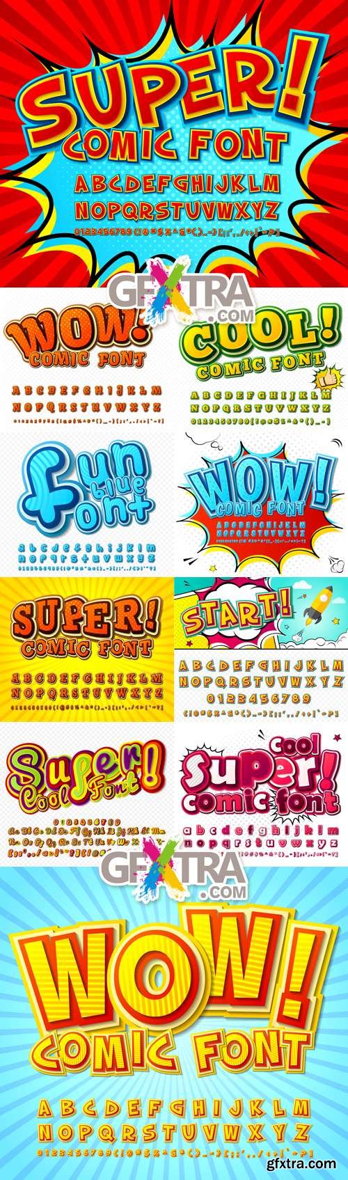 Comic Fonts Collection Vector