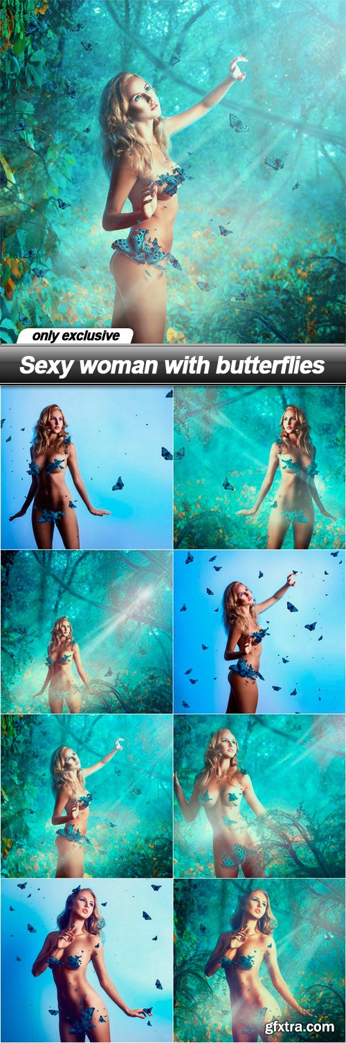 Sexy woman with butterflies - 8 UHQ JPEG