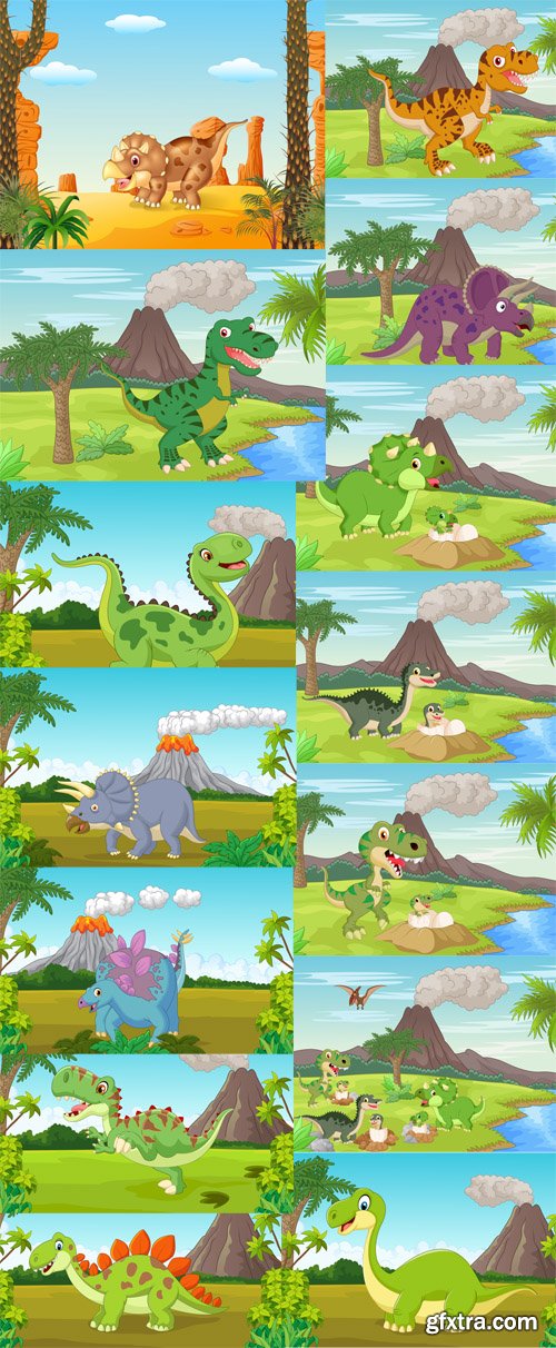 Cartoon dinosaurs - Vectors A000022
