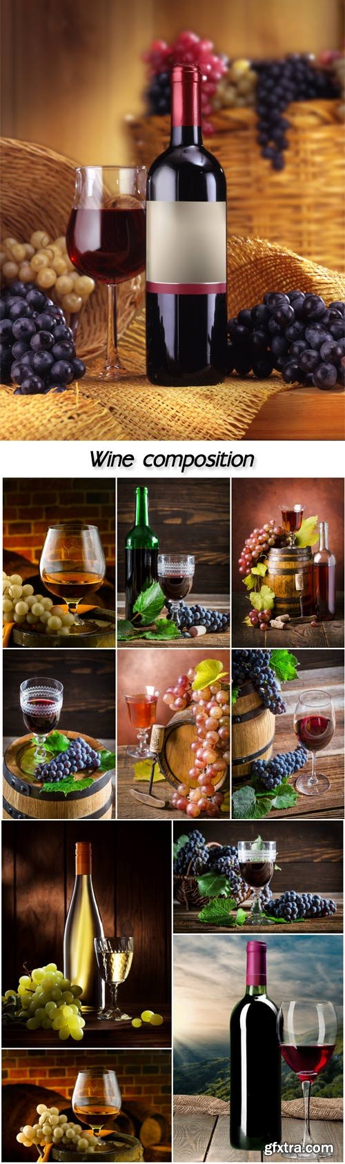 Wine, composition from wine bottles and grapes