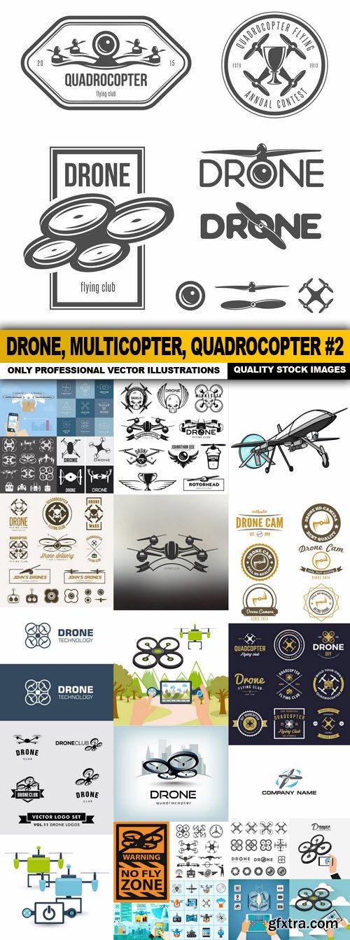 Drone, Multicopter, Quadrocopter #2 - 25 Vector