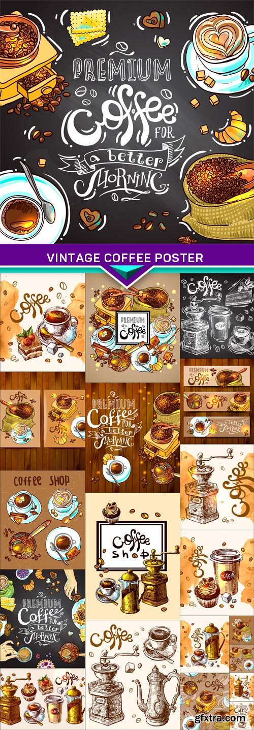 Vintage coffee poster 20x EPS