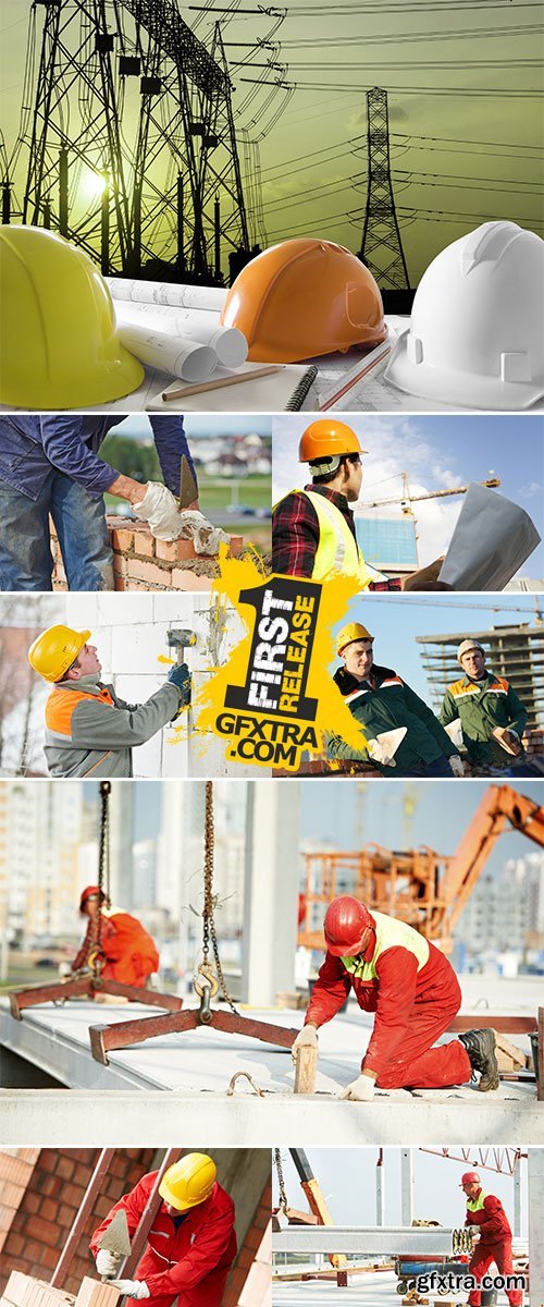 Construction, Mason, Worker, Bricklayer Making 25xJPG