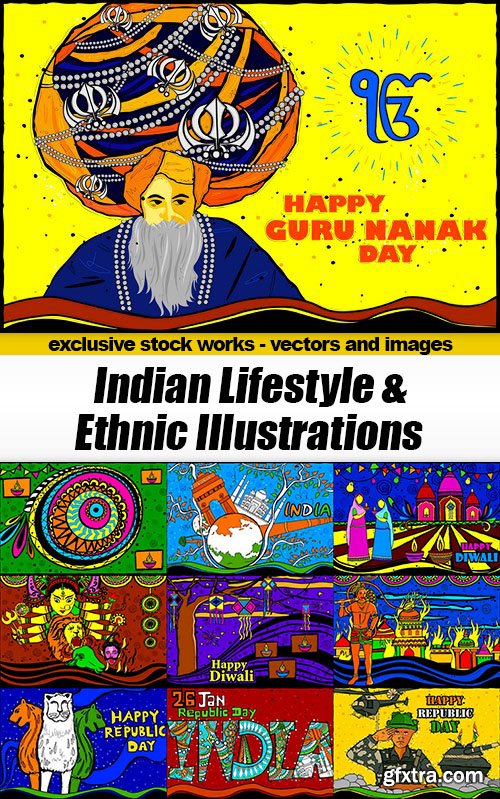 Indian Lifestyle & Ethnic Illustrations - 25xEPS