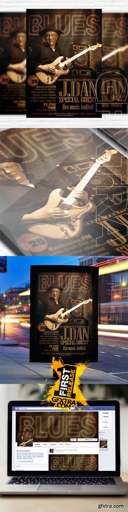 Blues - Flyer Template + Facebook Cover