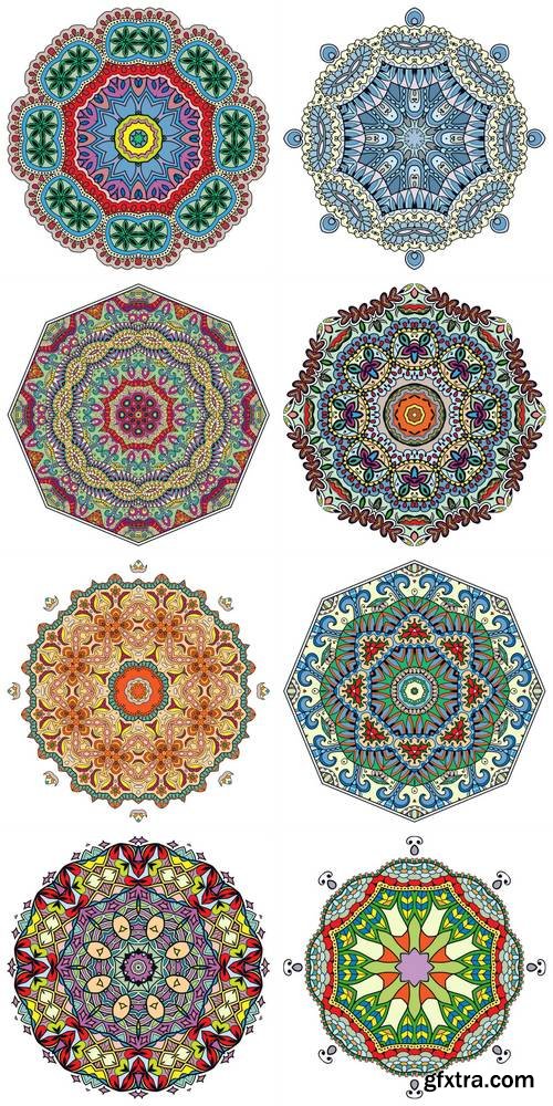 Mandala Round Ornament Decorative Isolated Element, Geometric Floral Circular Pattern