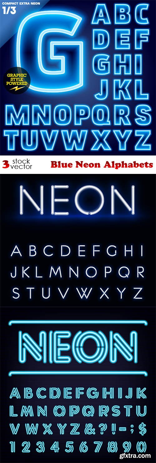 Vectors - Blue Neon Alphabets