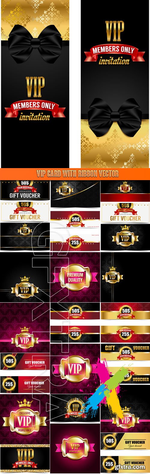 VIP card with ribbon vector