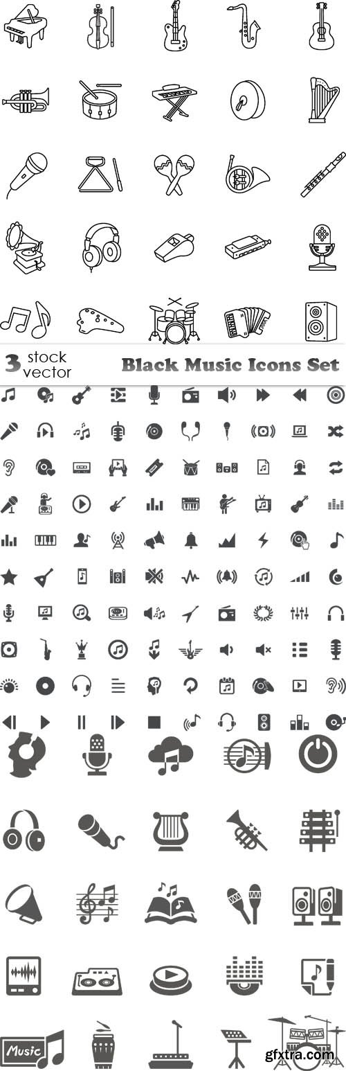 Vectors - Black Music Icons Set