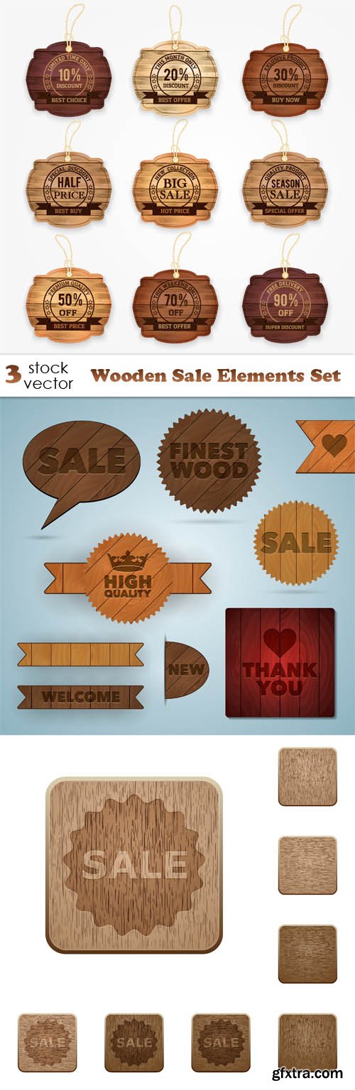 Vectors - Wooden Sale Elements Set