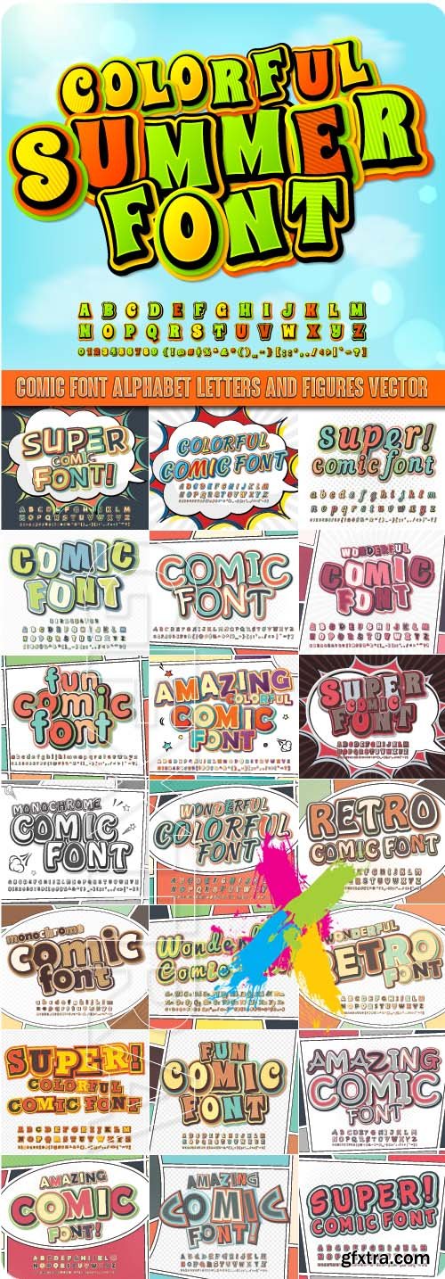 Comic font Alphabet letters and figures vector