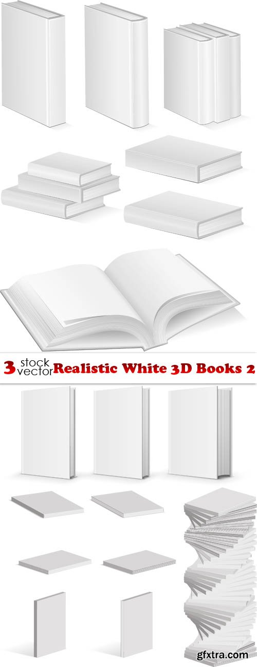 Vectors - Realistic White 3D Books 2