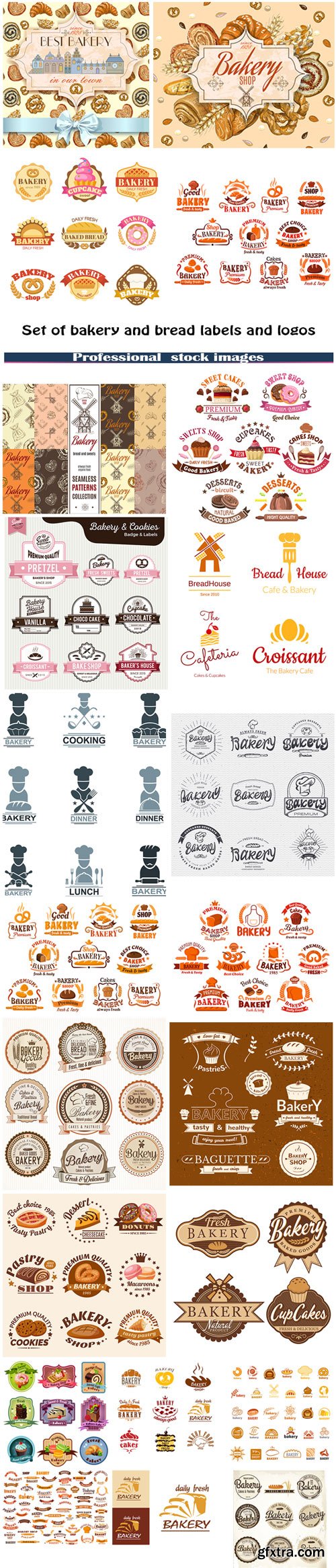Set of bakery and bread labels and logos