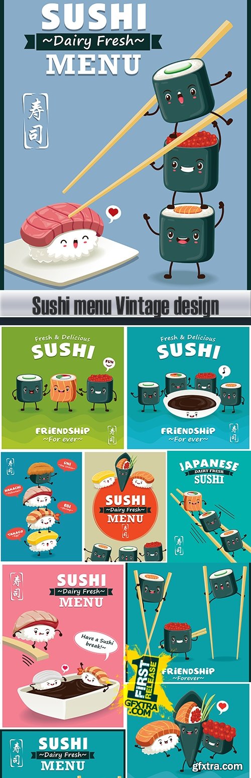 Sushi menu Vintage design