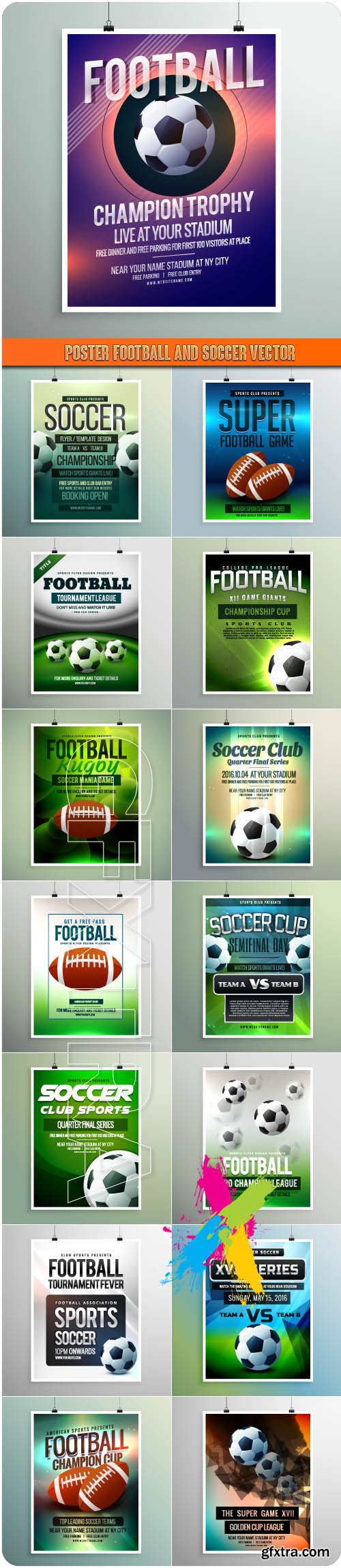 Poster football and soccer vector