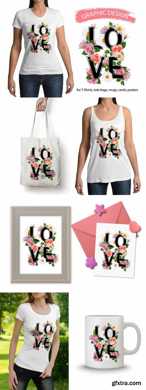 CM - LOVE and flowers graphic design. 700135