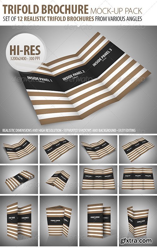 GraphicRiver - Trifold Brochure Mock-Up Pack 7003859
