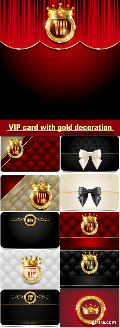 VIP card with gold decoration and gold crowns
