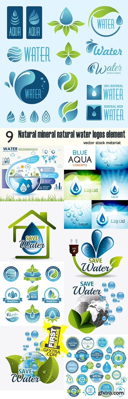 Natural mineral natural water logos element