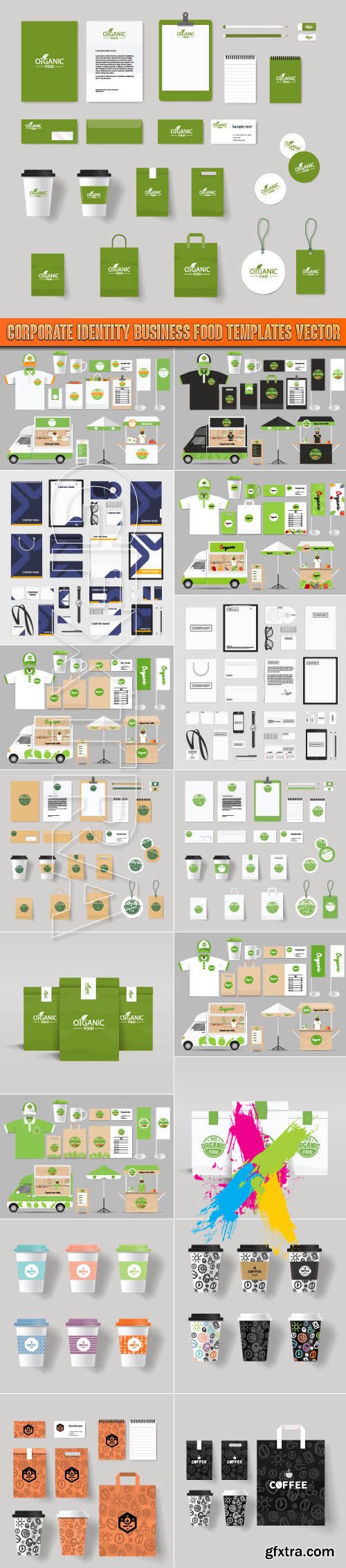 Corporate identity business food templates vector