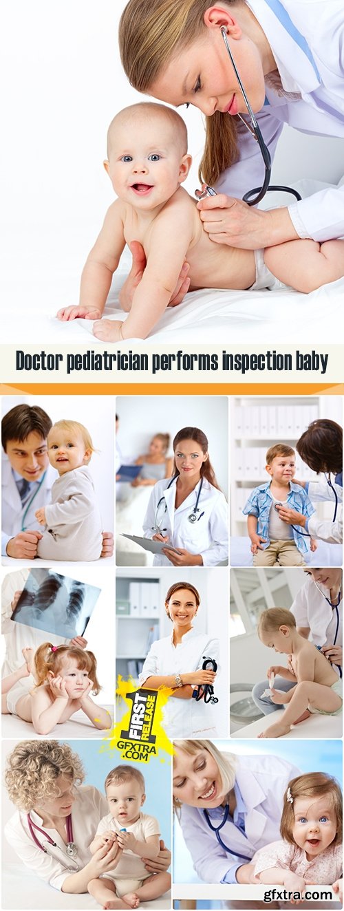 Doctor pediatrician performs inspection baby