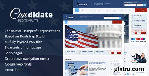 ThemeForest - Candidate - Political / Nonprofit PSD Template 6547306