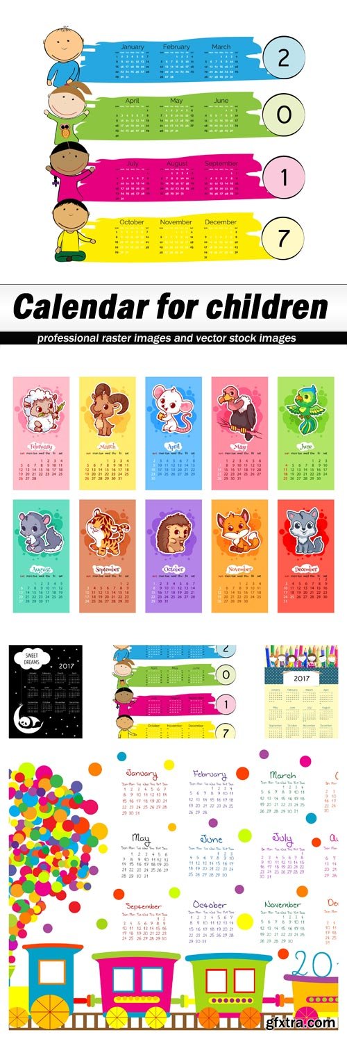 Calendar for children - 5 EPS
