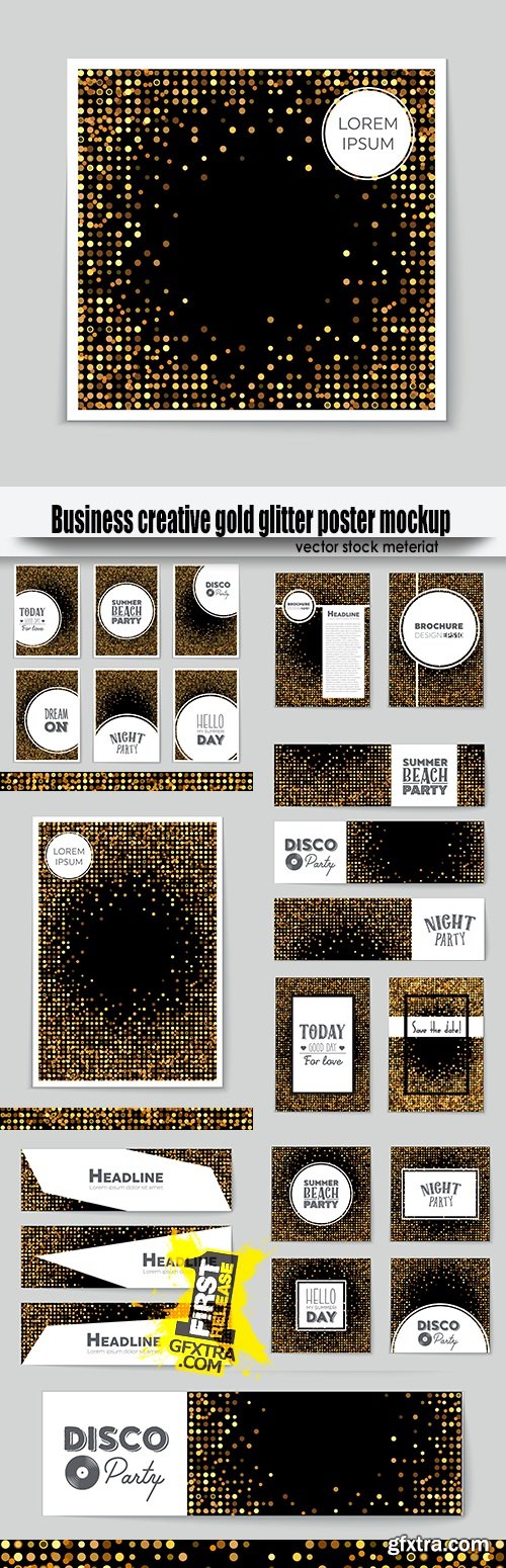 Business creative gold glitter poster mockup