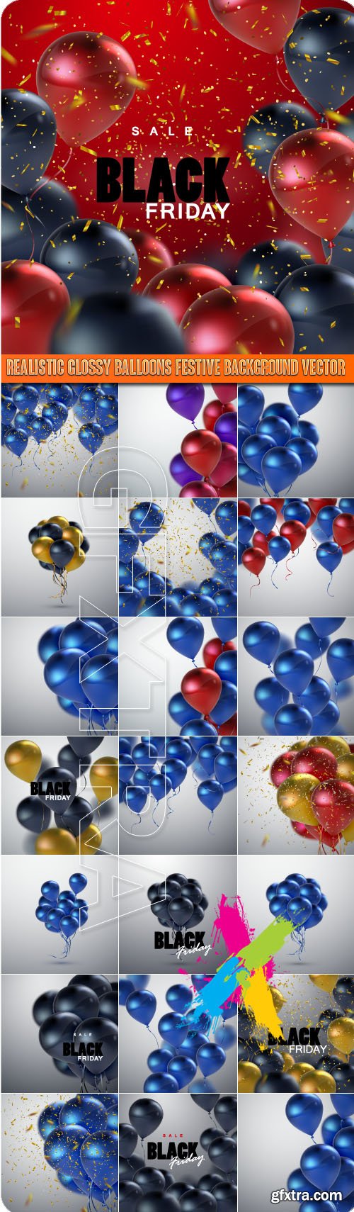 Realistic glossy balloons festive background vector