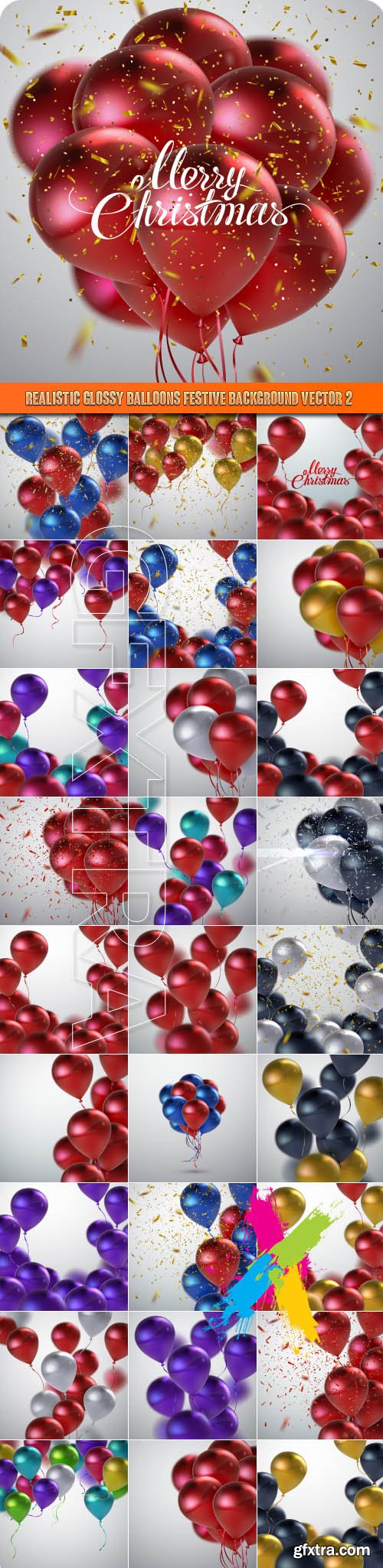 Realistic glossy balloons festive background vector 2