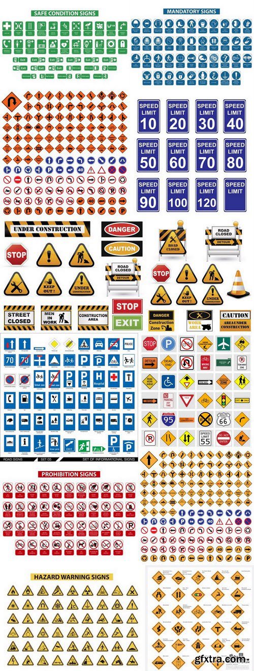 Road signs & under construction - 23xEPS