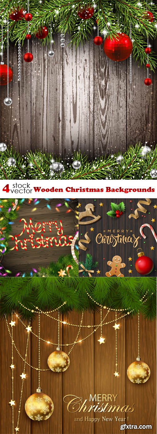 Vectors - Wooden Christmas Backgrounds